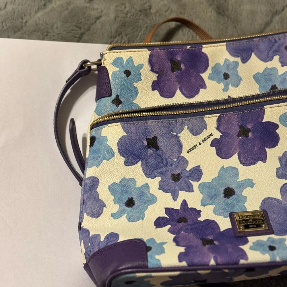 Dooney & Bourke Purple and Blue Backpack with Floral Design